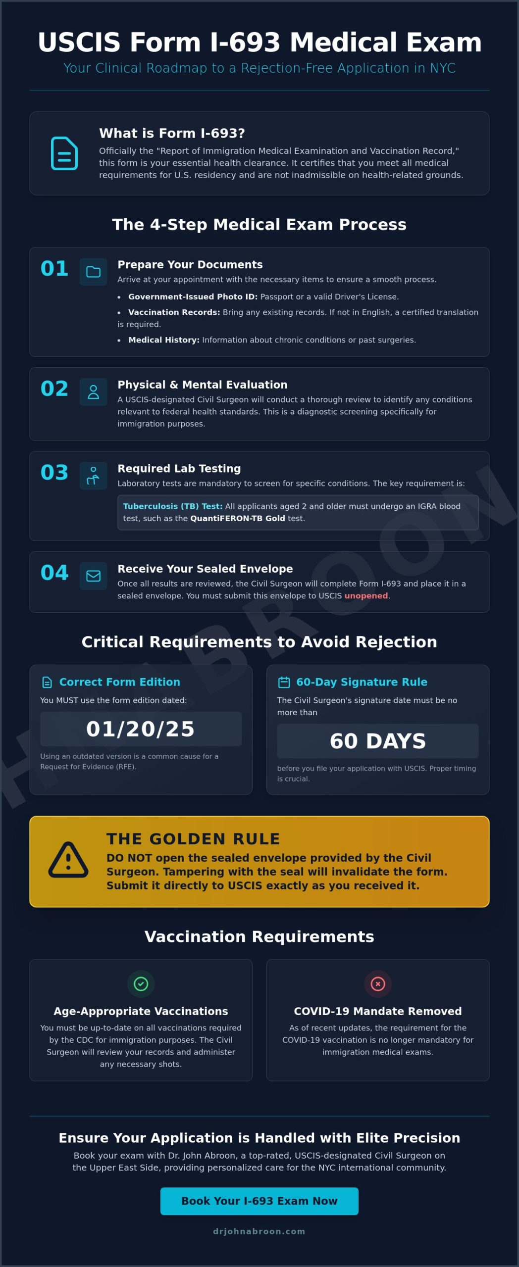 USCIS I-693 Instructions NYC: Your 2026 Guide to a Successful Medical Exam - Infographic